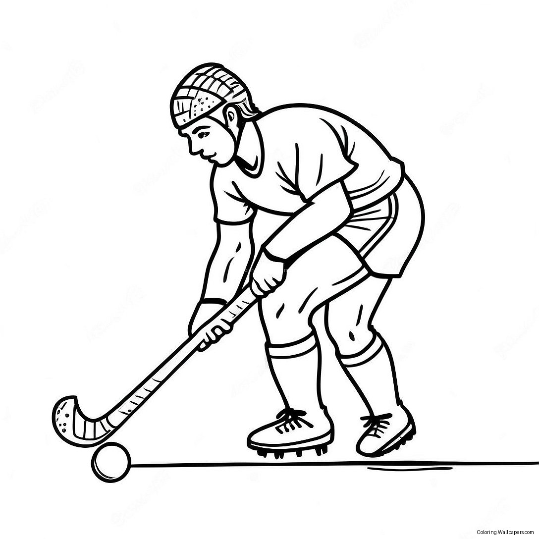 Joueur De Hockey Sur Gazon Dribblant Le Ballon Page À Colorier 50870