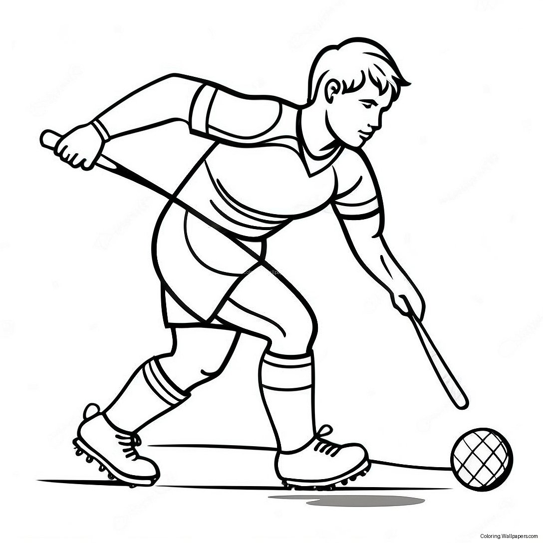 Veldhockeyspeler Dribbelt Bal Kleurplaat 50872