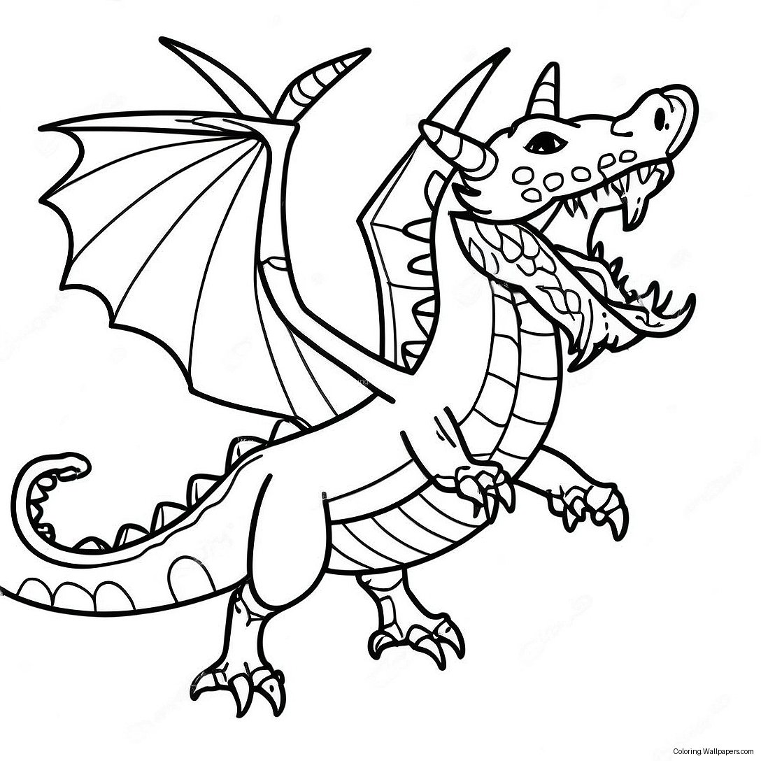 Fierce Ender Dragon In Flight Coloring Page 26781