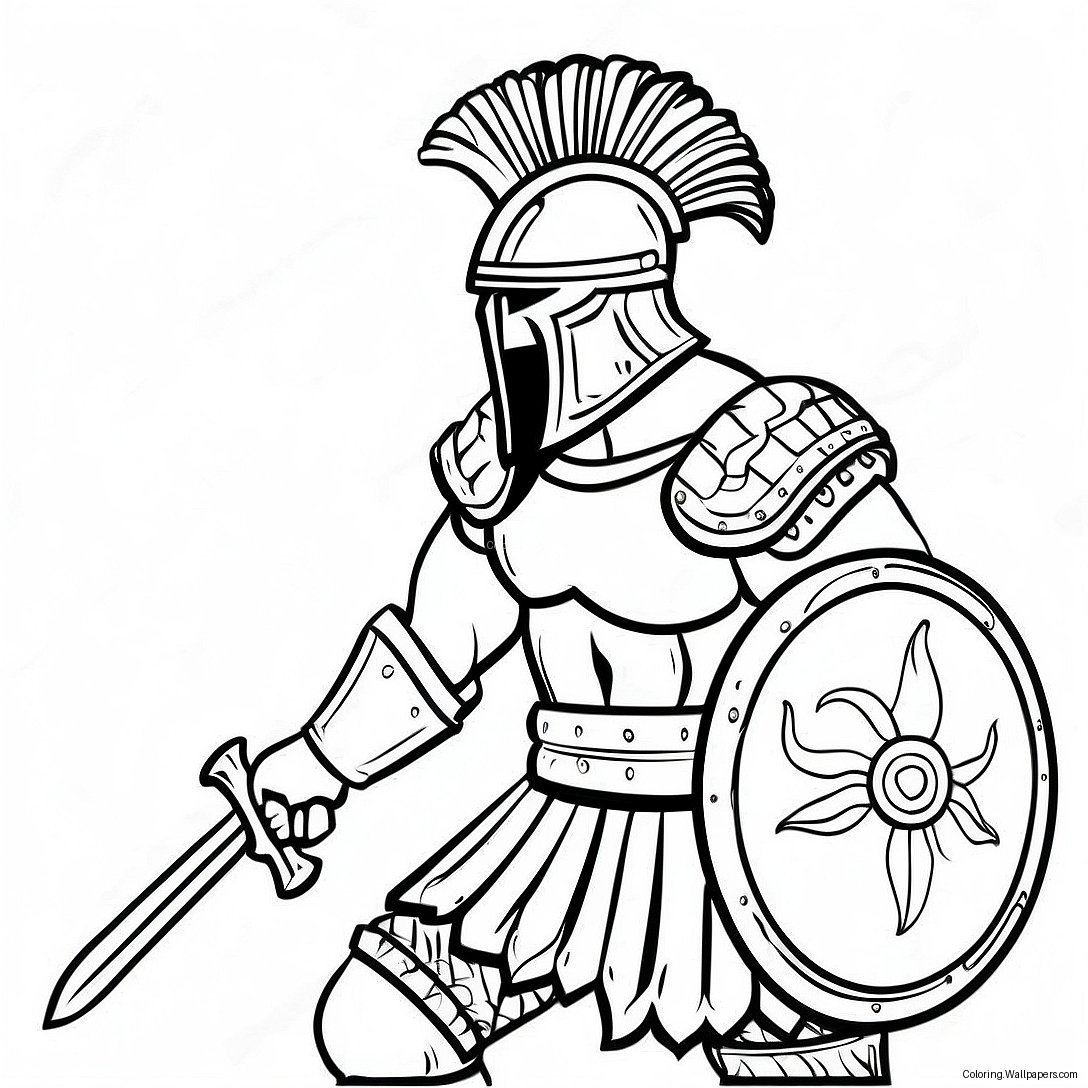 Fierce Gladiator In Battle Coloring Page 38782