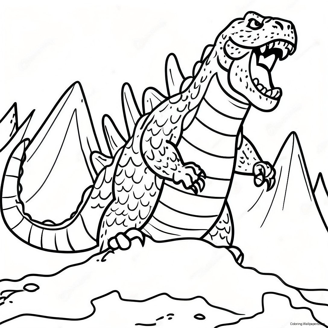 Fierce Godzilla Roaring Coloring Page 14146