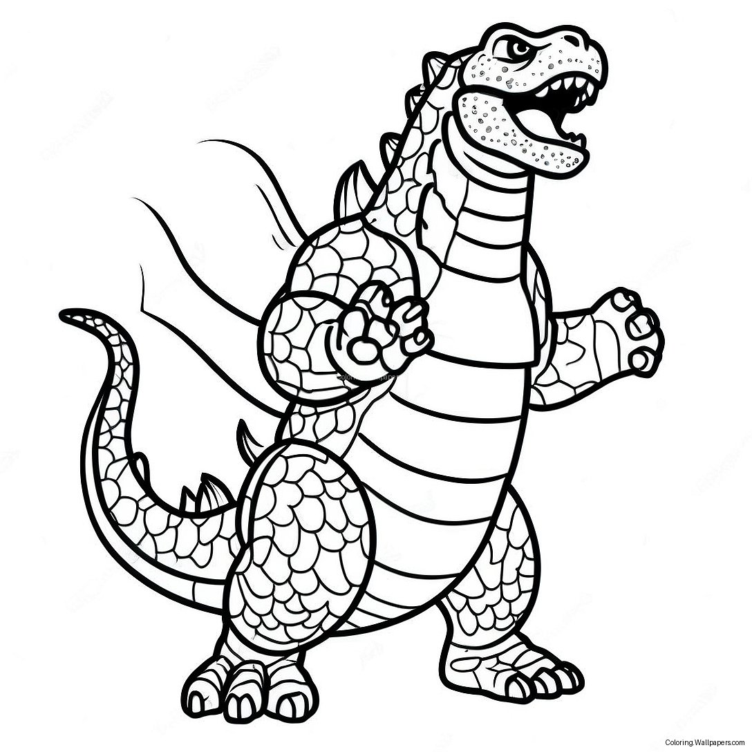 Fierce Godzilla Roaring Coloring Page 14147