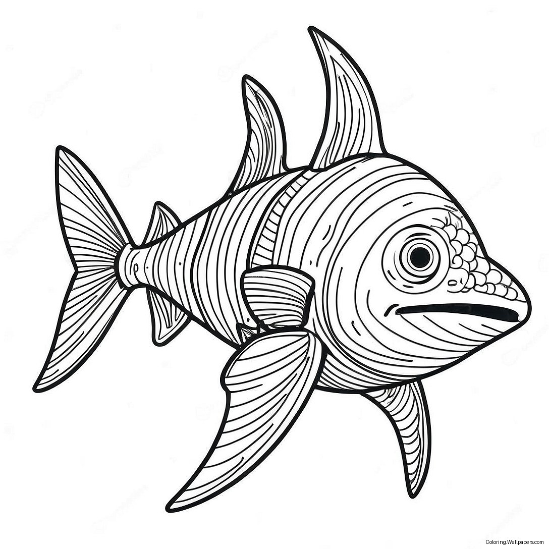 Fierce Helicoprion Swimming Coloring Page 47513