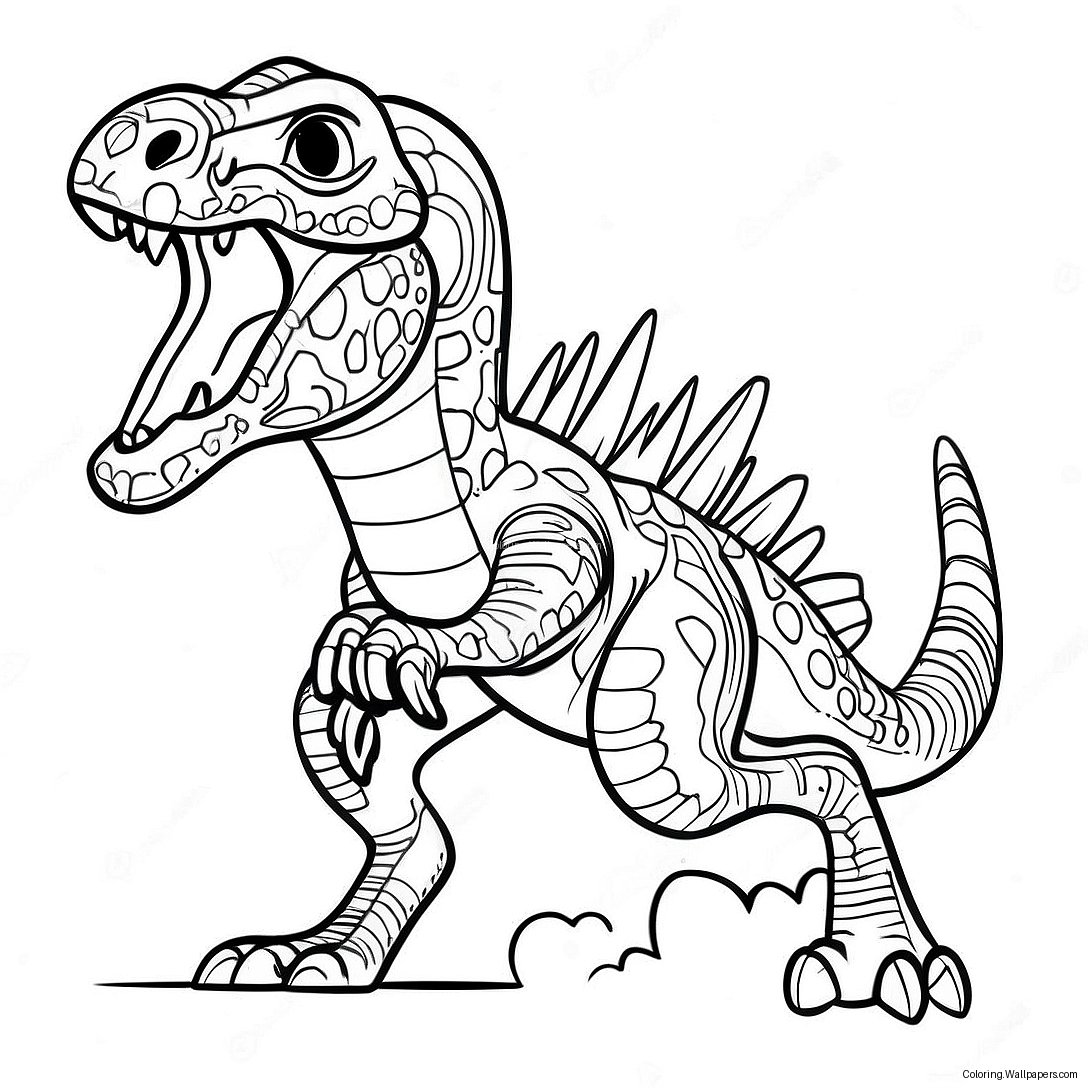 Página Para Colorear De Indoraptor Feroz Rugiendo 43219