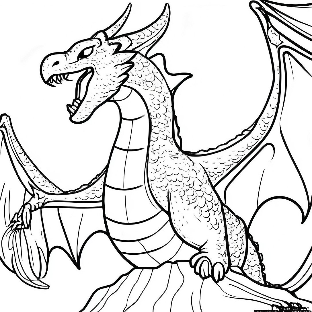 Fierce King Ghidorah Roaring Coloring Page 6772