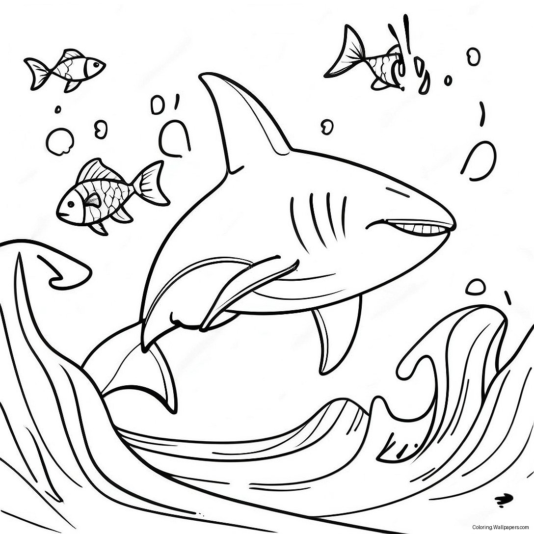 Fierce Megalodon Swimming Coloring Page 1444