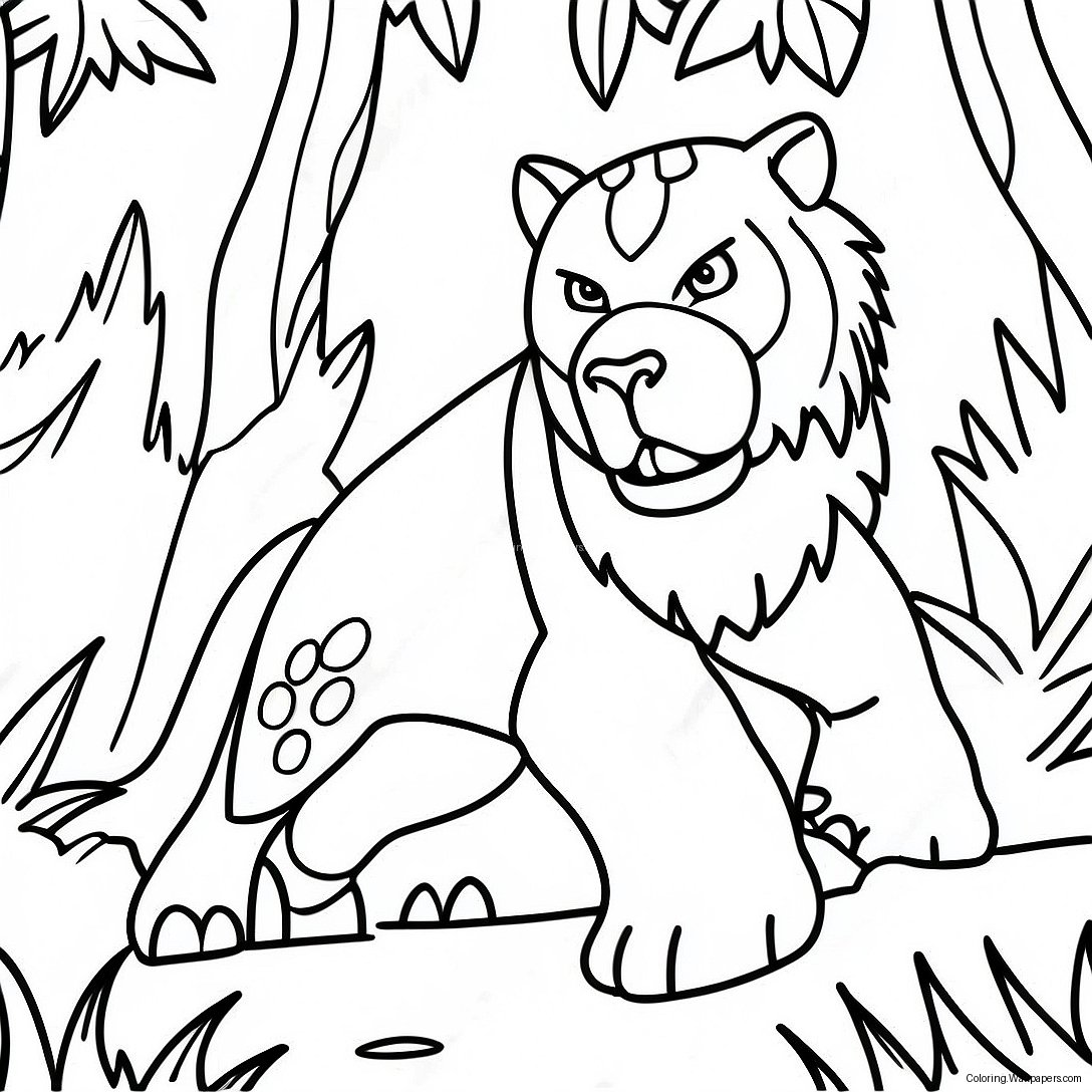 Fierce Predator In The Jungle Coloring Page 7685