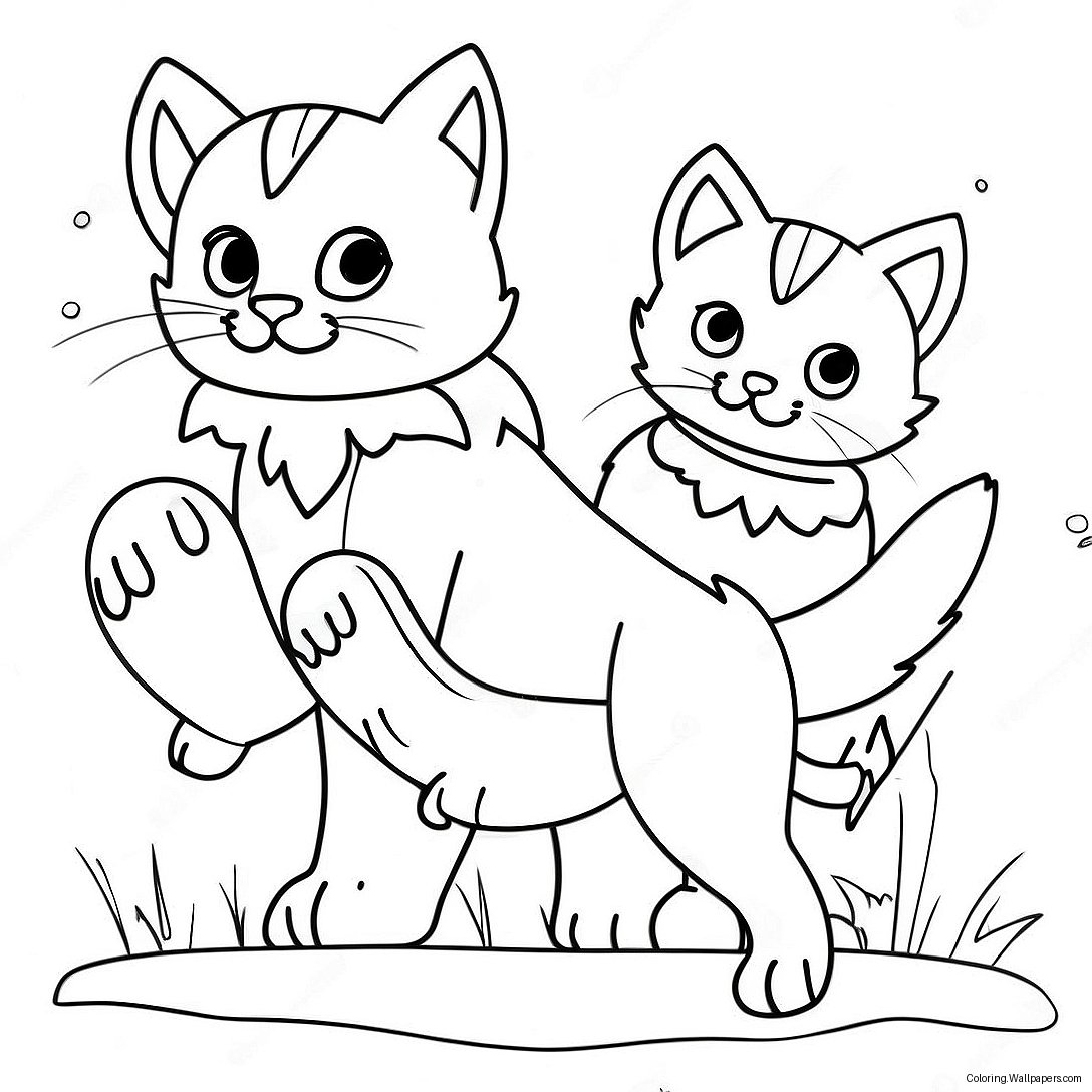 Fierce Warrior Cats In Battle Coloring Page 52819