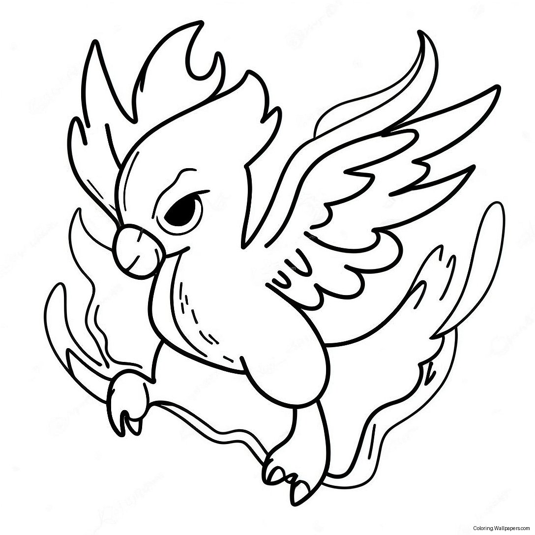 Página Para Colorear De Moltres Ardiente Volando 56822