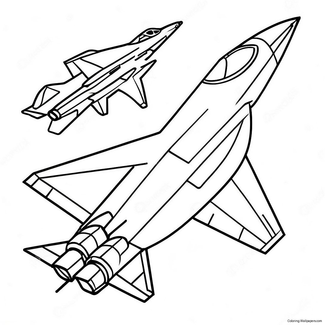 Fighter Jet In Flight Coloring Page 10004