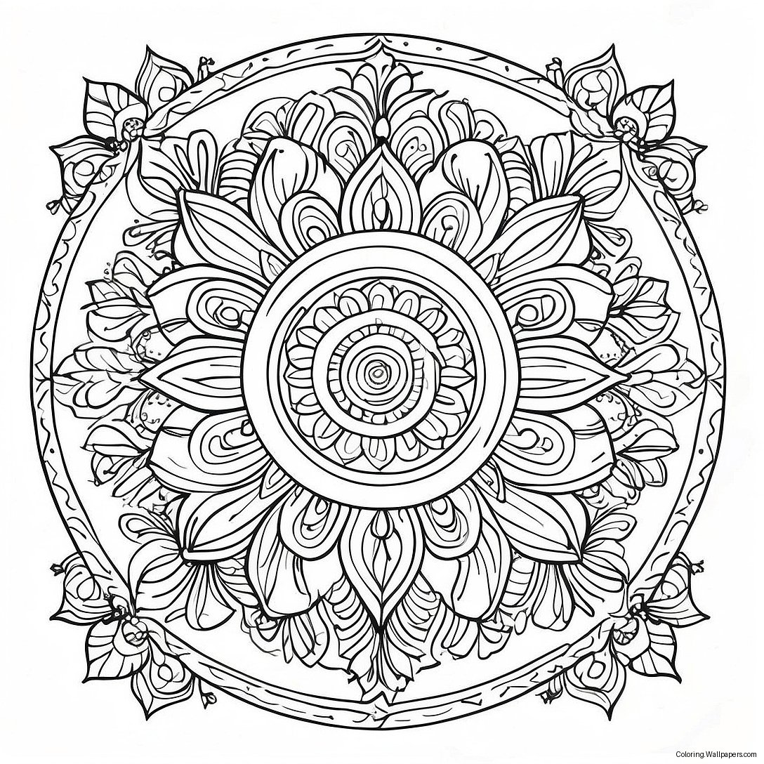 Fine Line Mandala Coloring Page 44742