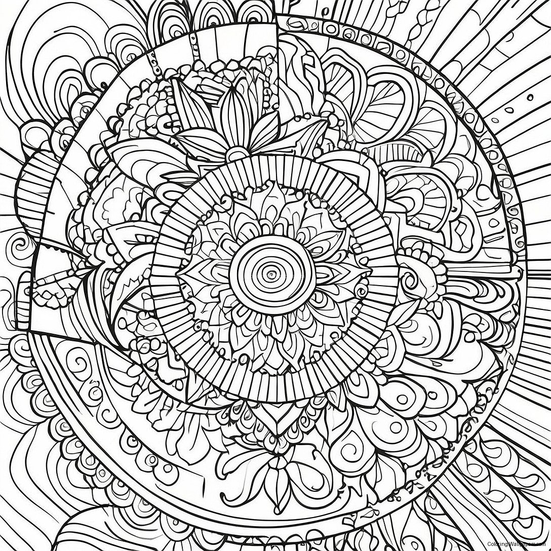 Fine Line Mandala Coloring Page 44744