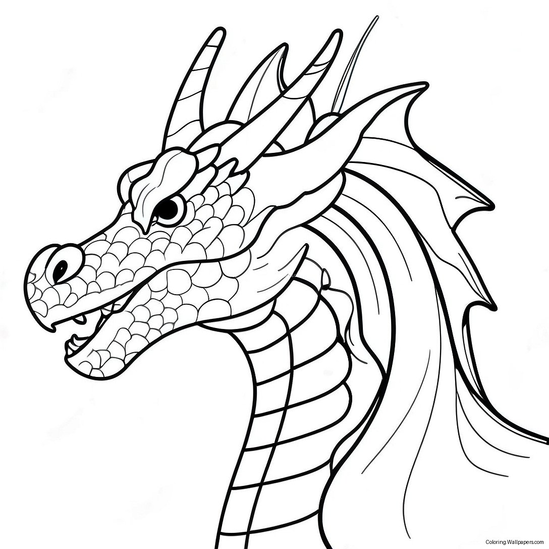 Fire-Breathing Dragon Head Coloring Page 42427