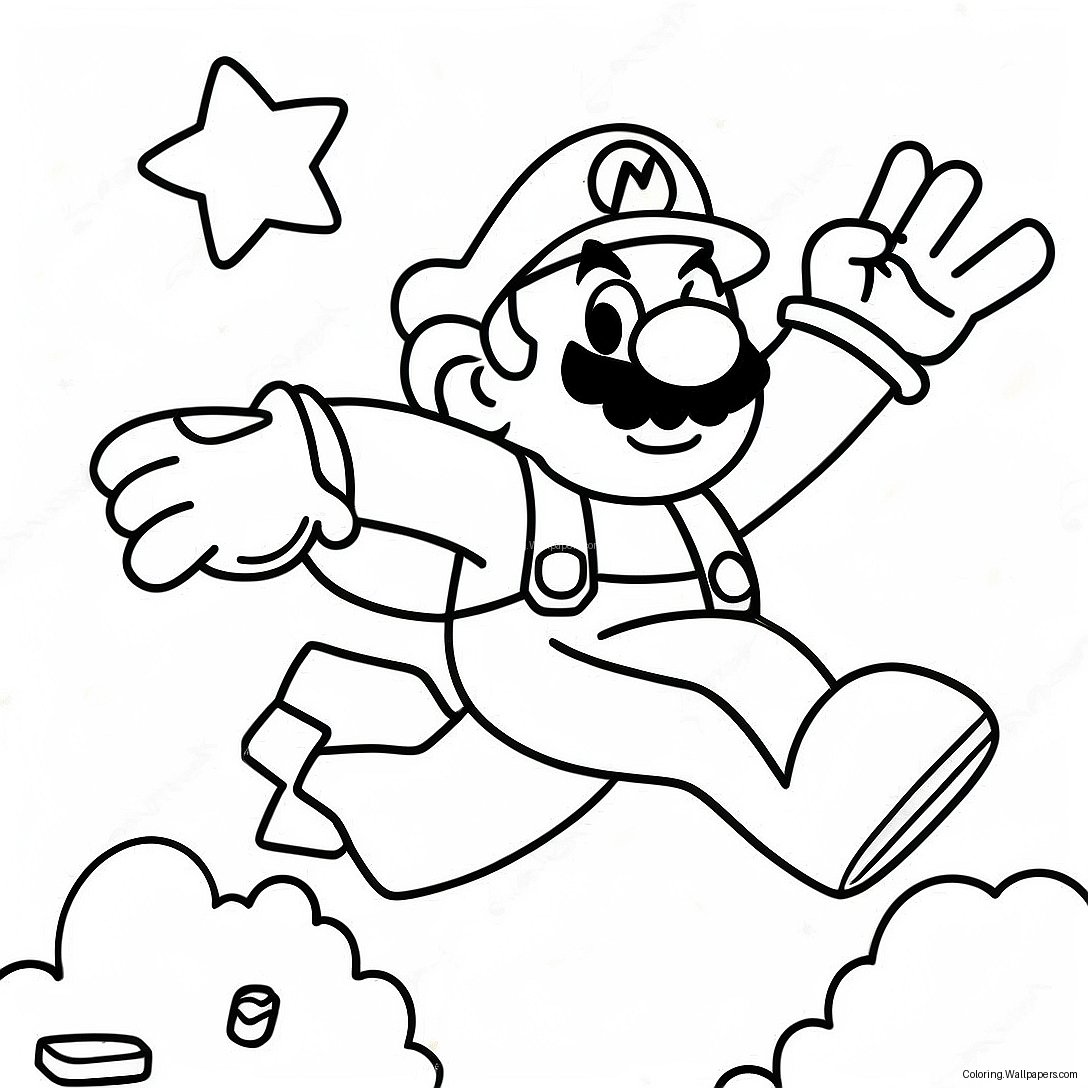 Fire Mario Jumping Over Enemies Coloring Page 35351