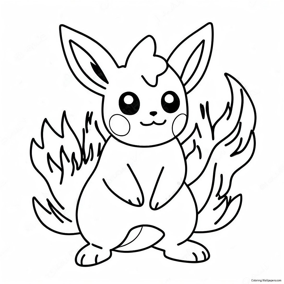 Flareon Med Lyse Flammer Fargeleggingsark 18023