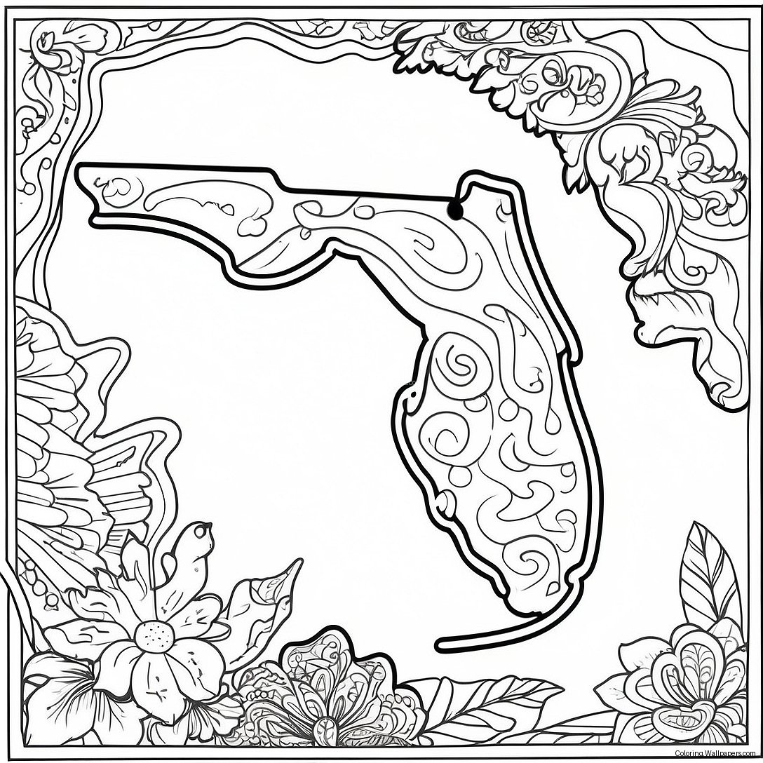 Page À Colorier De La Silhouette De L'état De Floride 10053