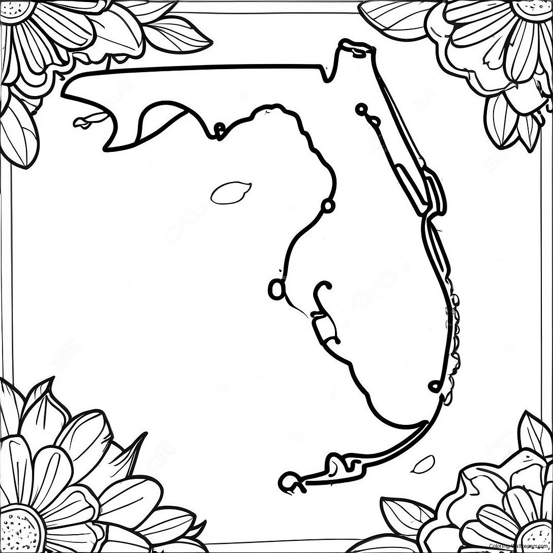 Página Para Colorear Del Contorno Del Estado De Florida 10056