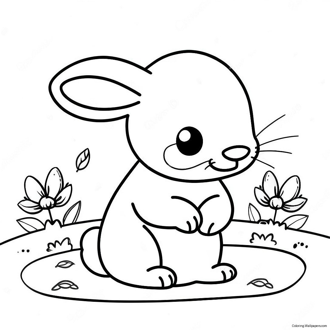 Fluffy Baby Bunny In Garden Coloring Page 30482