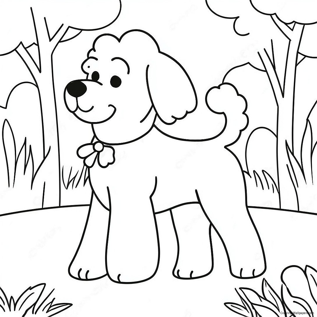 Fluffy Goldendoodle Playing In The Park Coloring Page 6275