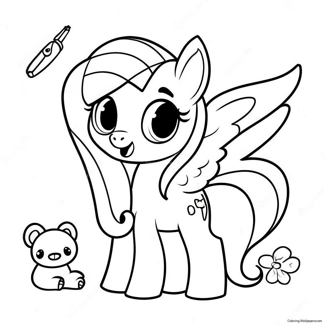 Page À Colorier Fluttershy Avec Des Animaux Mignons 8558