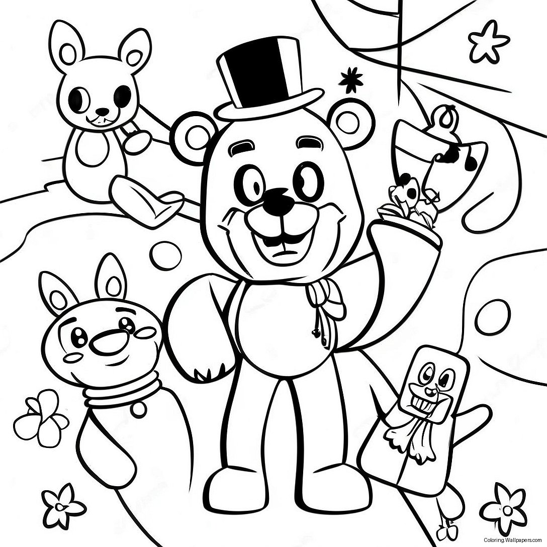 หน้ากระดาษระบายสีตัวละครคริสต์มาส Fnaf 28861