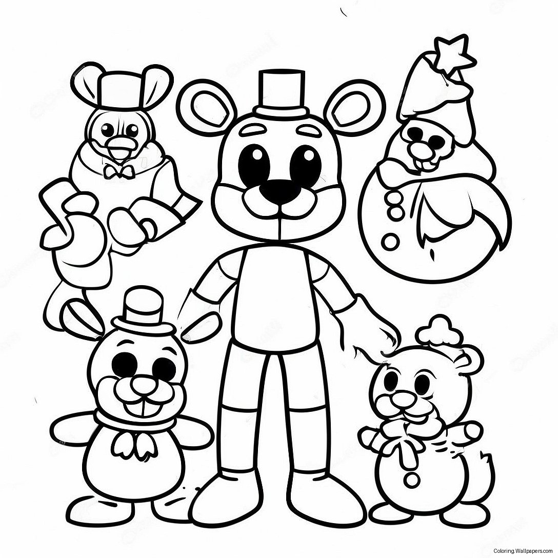 หน้ากระดาษระบายสีตัวละครคริสต์มาส Fnaf 28864