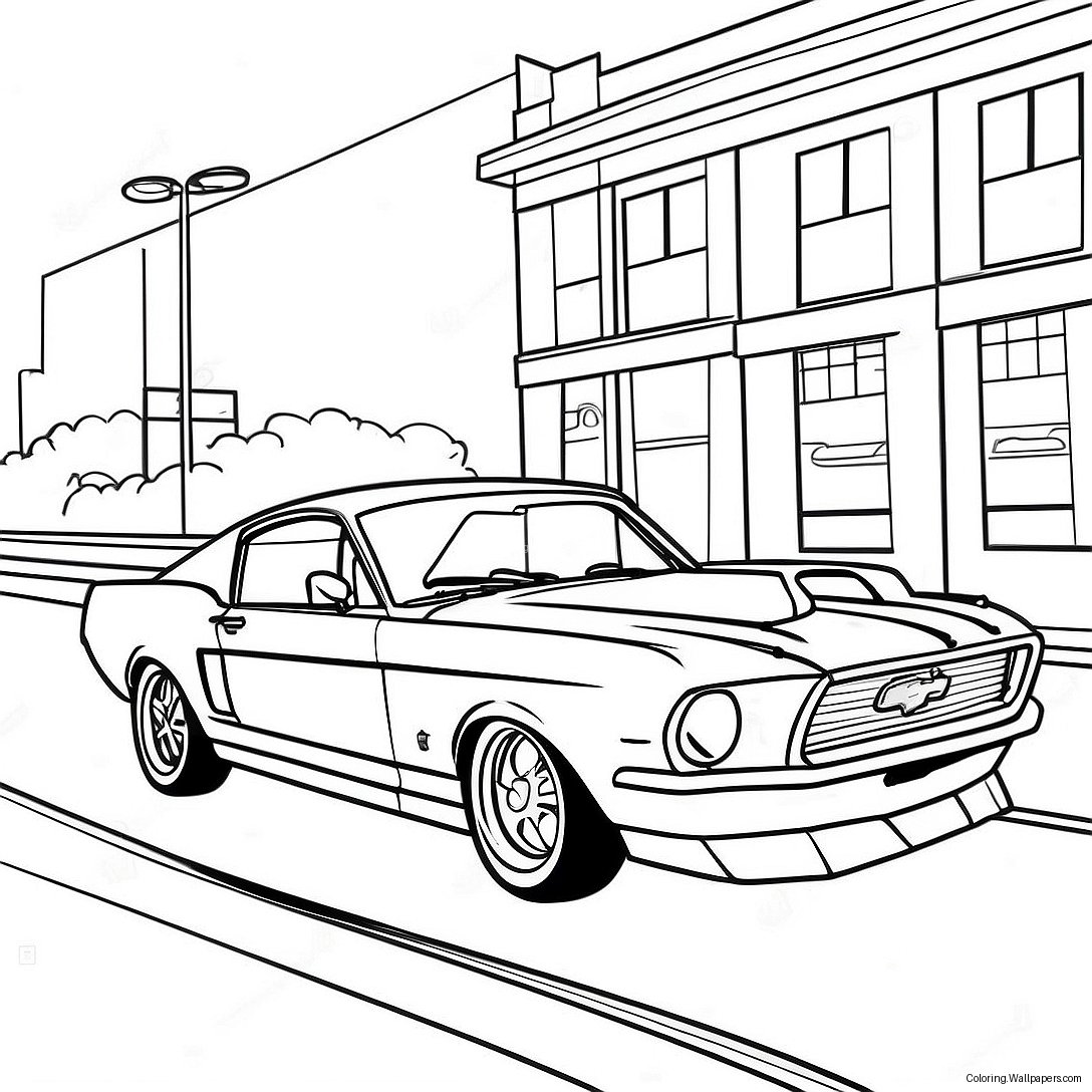 Ford Mustang Racing In Action Coloring Page 17983