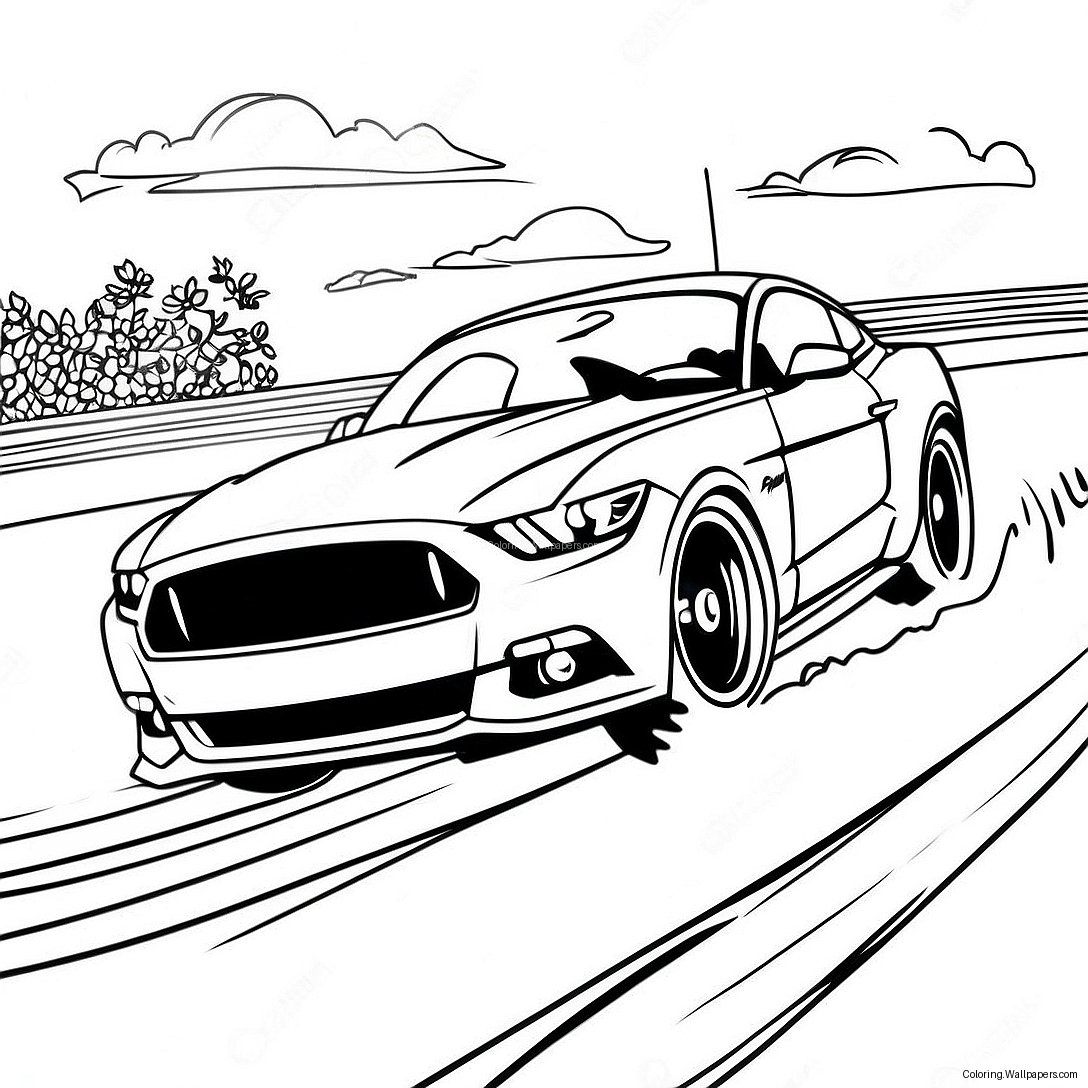 Ford Mustang Rennen In Aktion Ausmalbild 17984