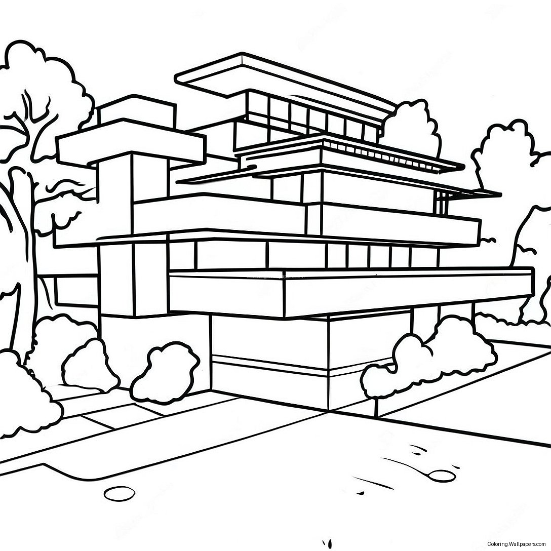 Pagina Da Colorare Del Design Architettonico Di Frank Lloyd Wright 46141