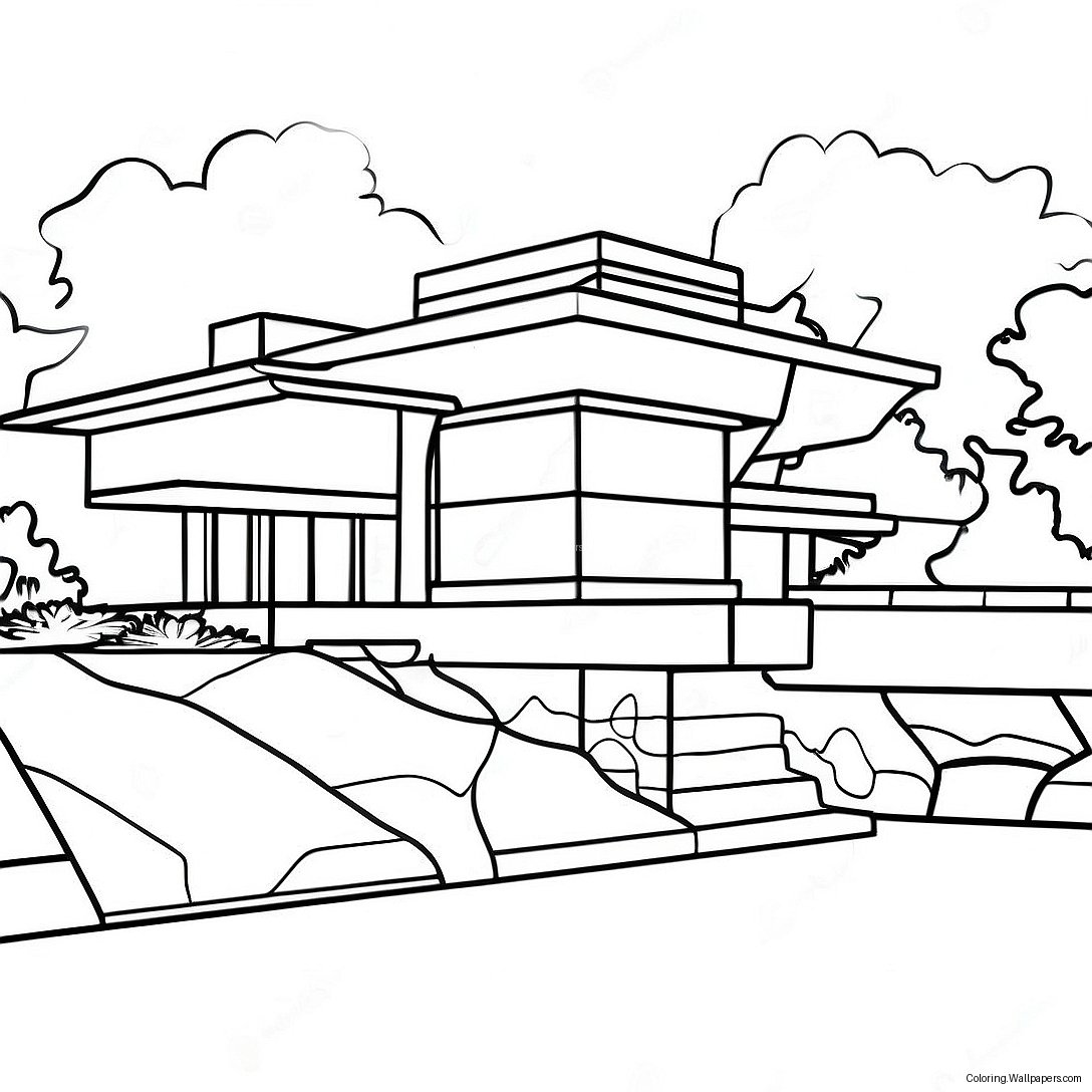 Pagina Da Colorare Del Design Architettonico Di Frank Lloyd Wright 46142