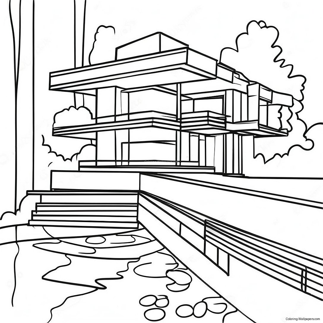 Pagini De Colorat Cu Designul Arhitectural Frank Lloyd Wright 46144