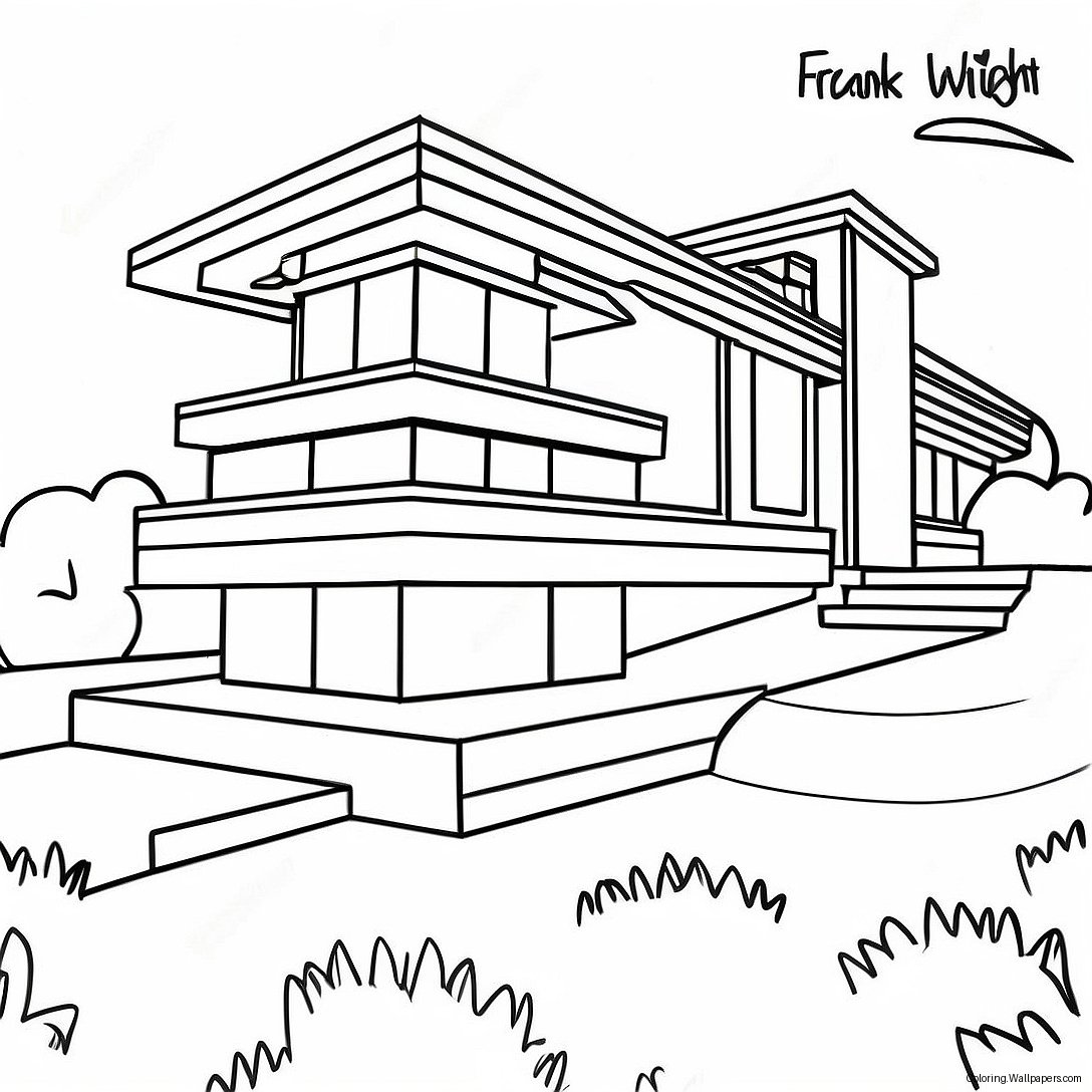 Frank Lloyd Wright Ikonisk Prairie Stil Färgläggningssida 46153