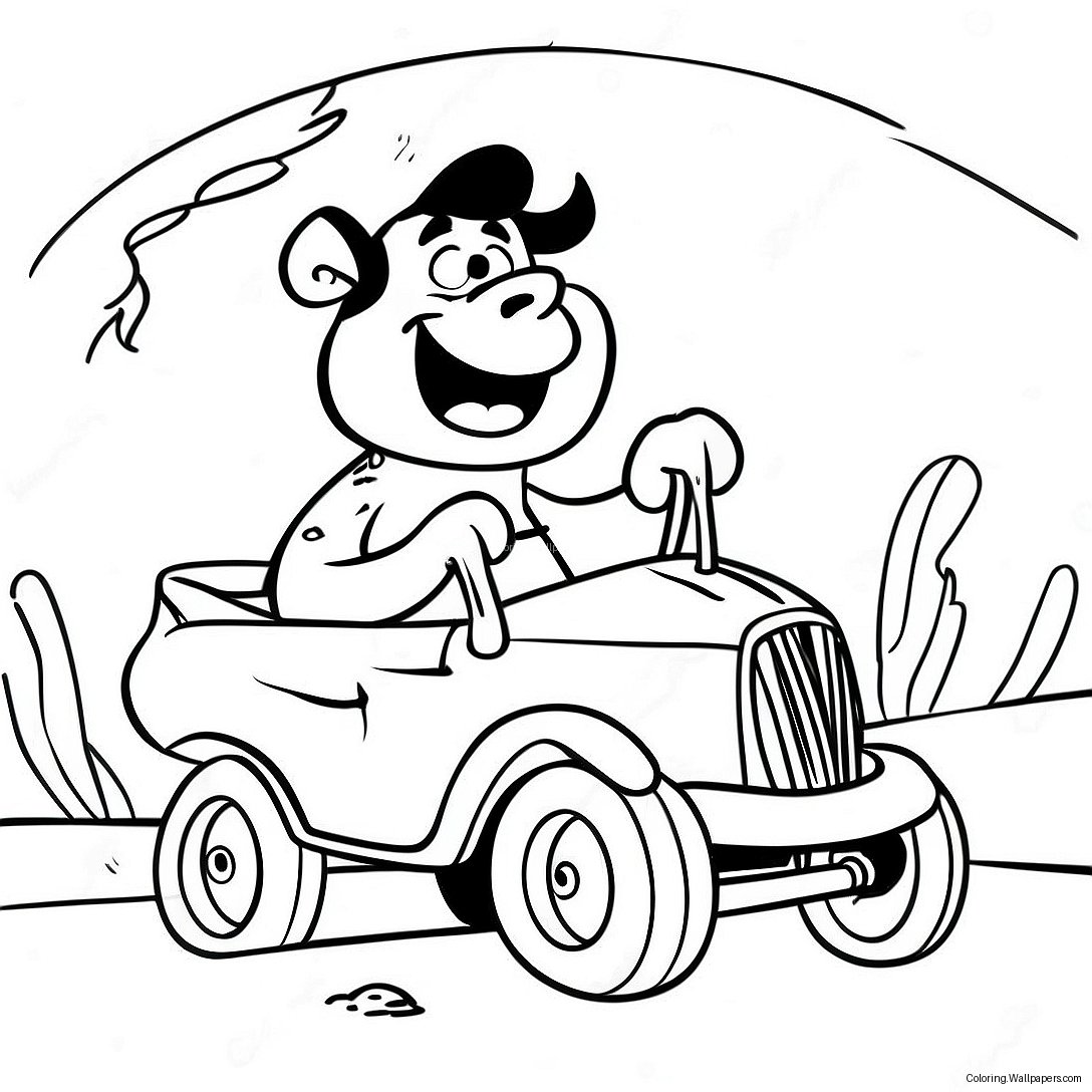 Fred Flintstone Körande Bilen Målarbild 4733