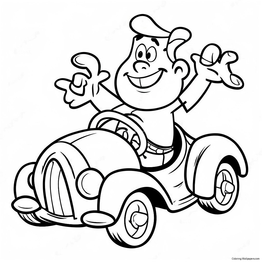 Fred Flintstone Körande Bilen Målarbild 4734