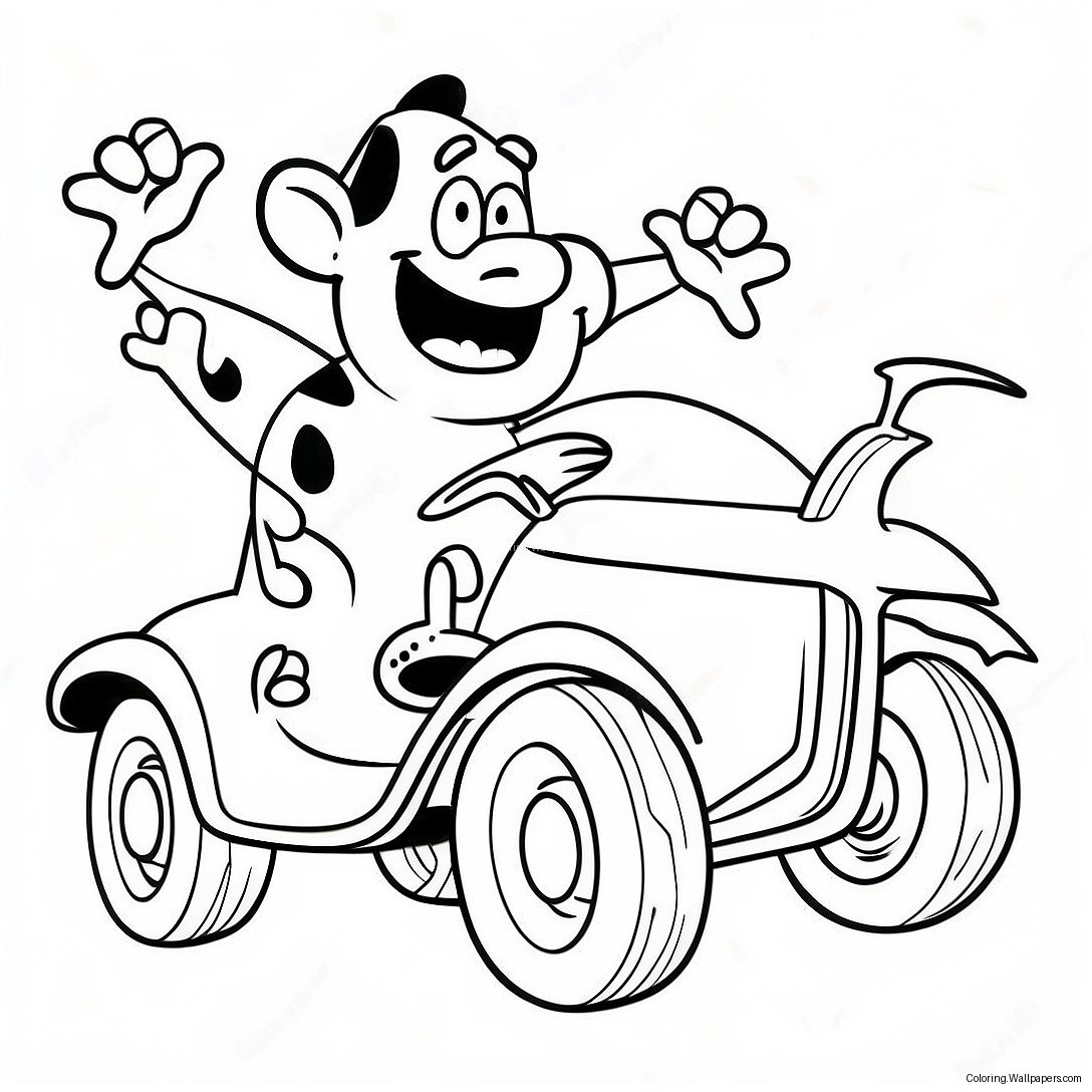 Fred Flintstone Körande Bilen Målarbild 4735