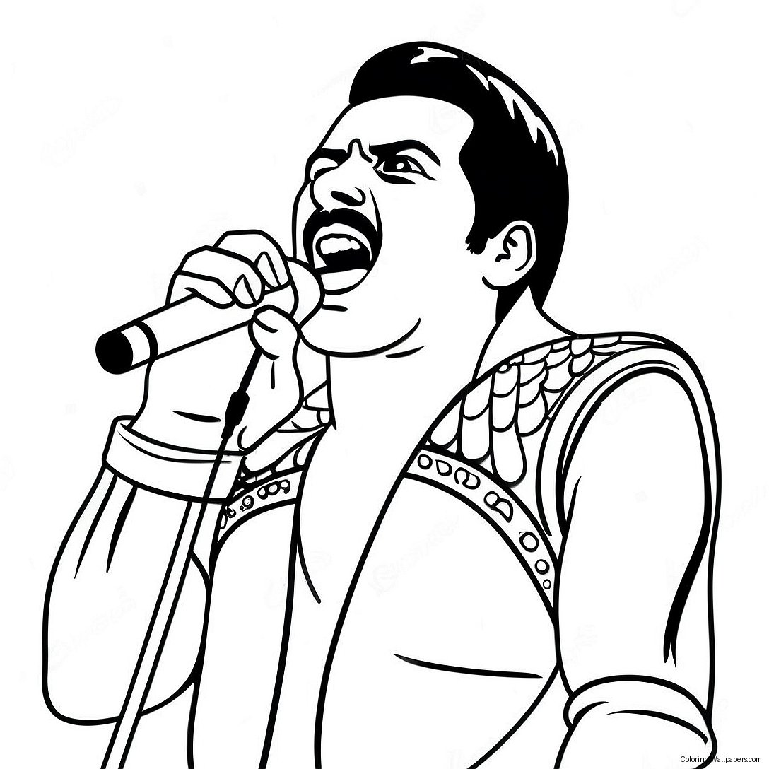 Freddie Mercury Singing Coloring Page 46113