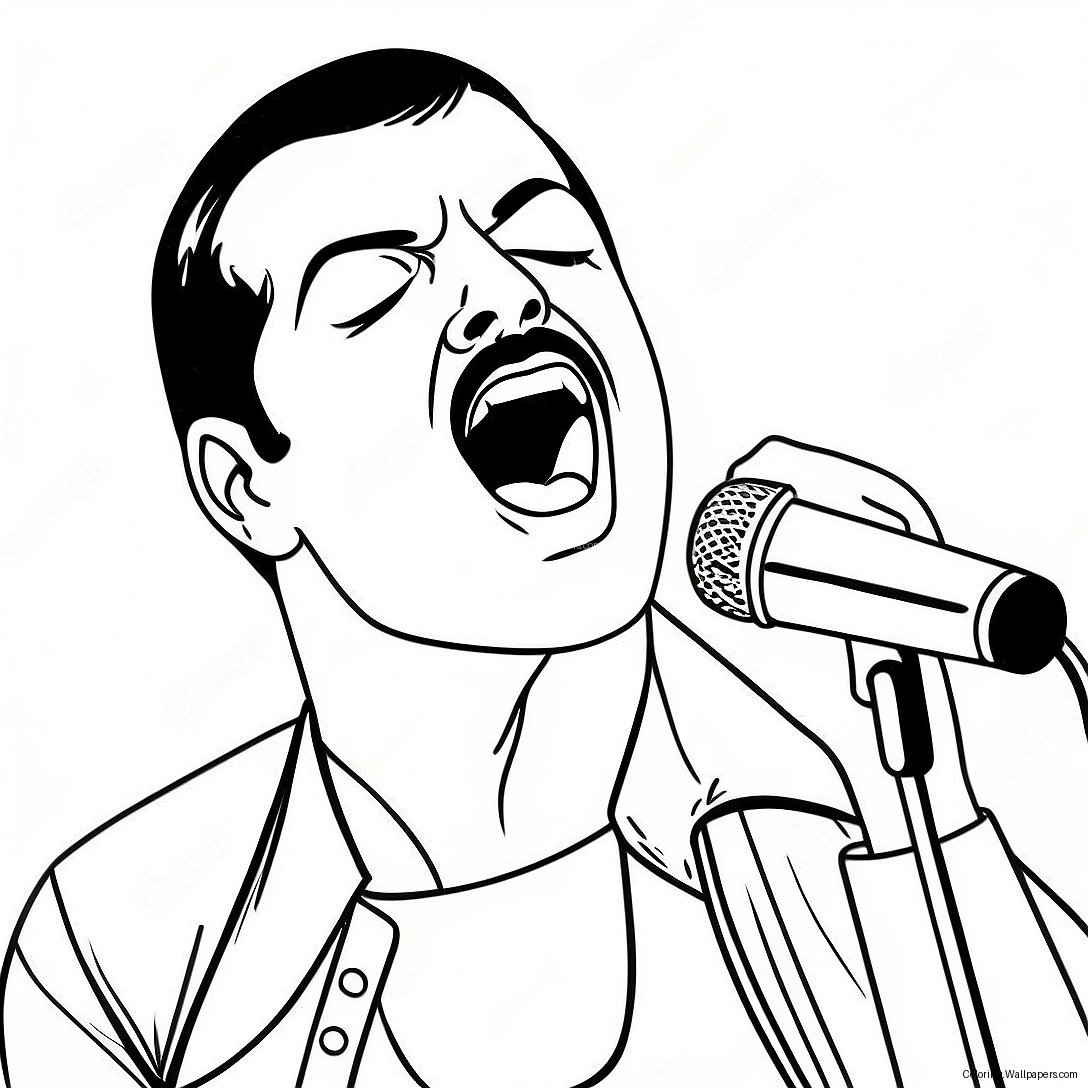 Freddie Mercury Singing Coloring Page 46115