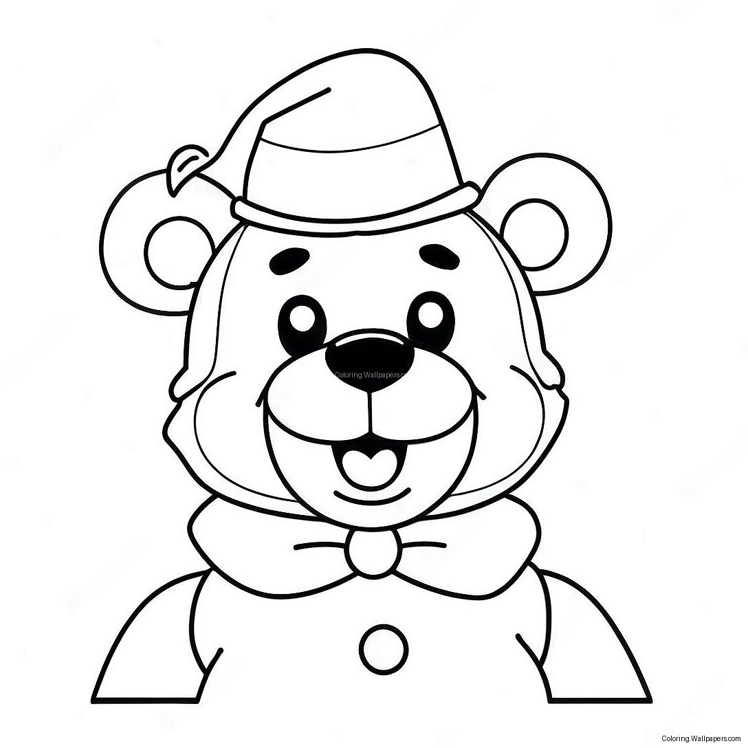 Freddy Fazbear In Santa Hat Coloring Page 28858