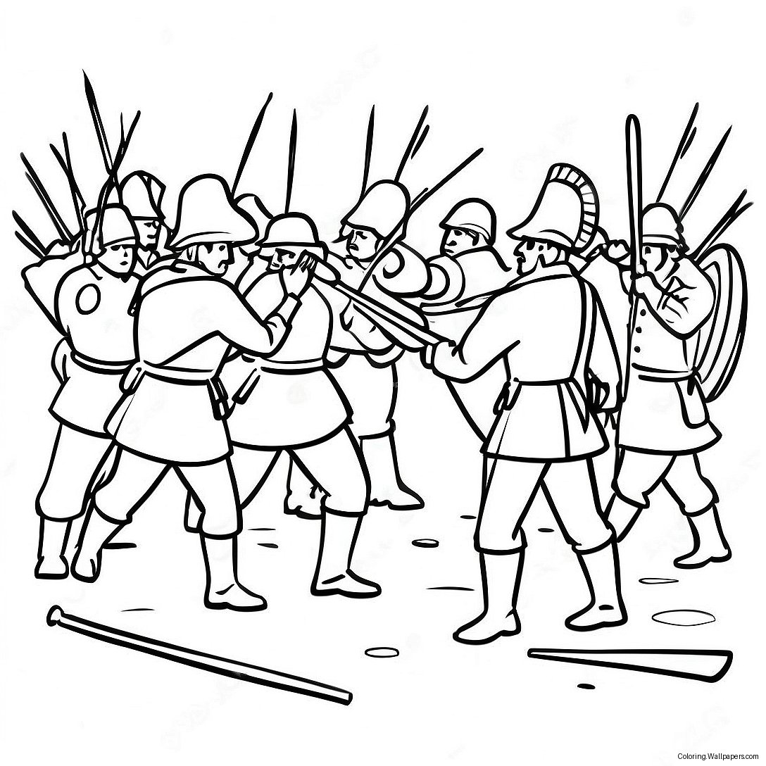 French And Indian War Battle Scene Coloring Page 36184