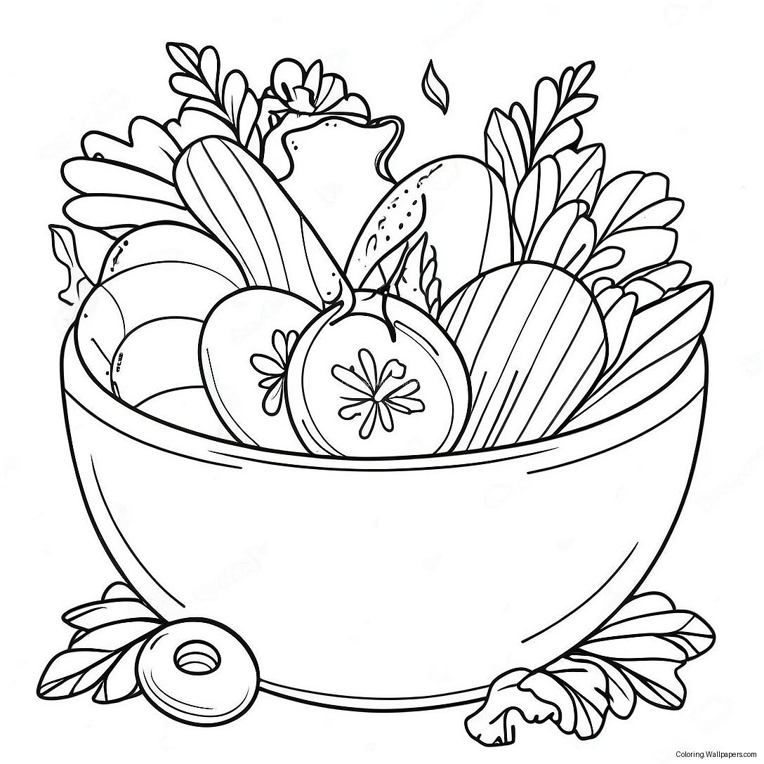 Fresh Garden Salad Coloring Page 40341