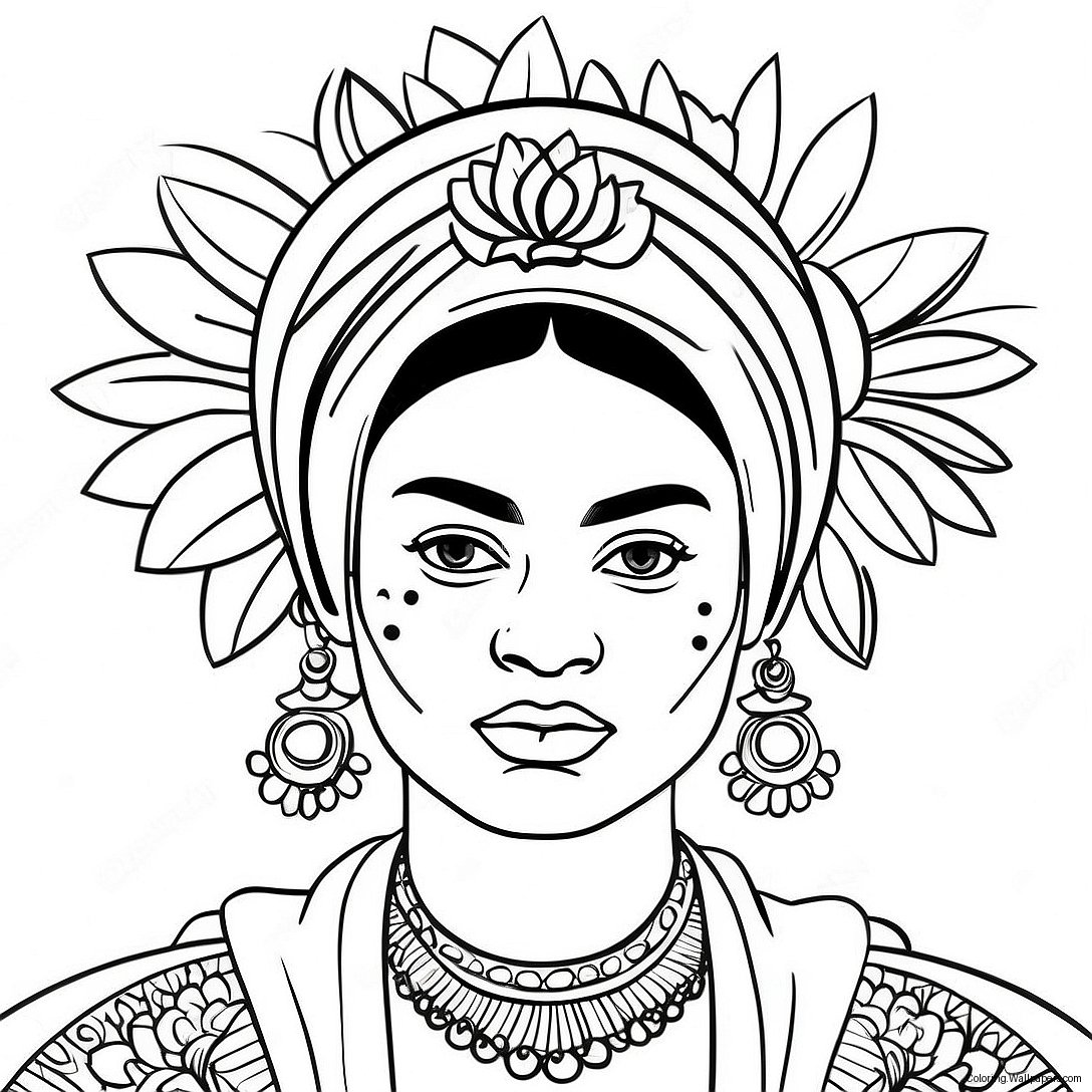 Frida Kahlo Portrait Coloring Page 1870