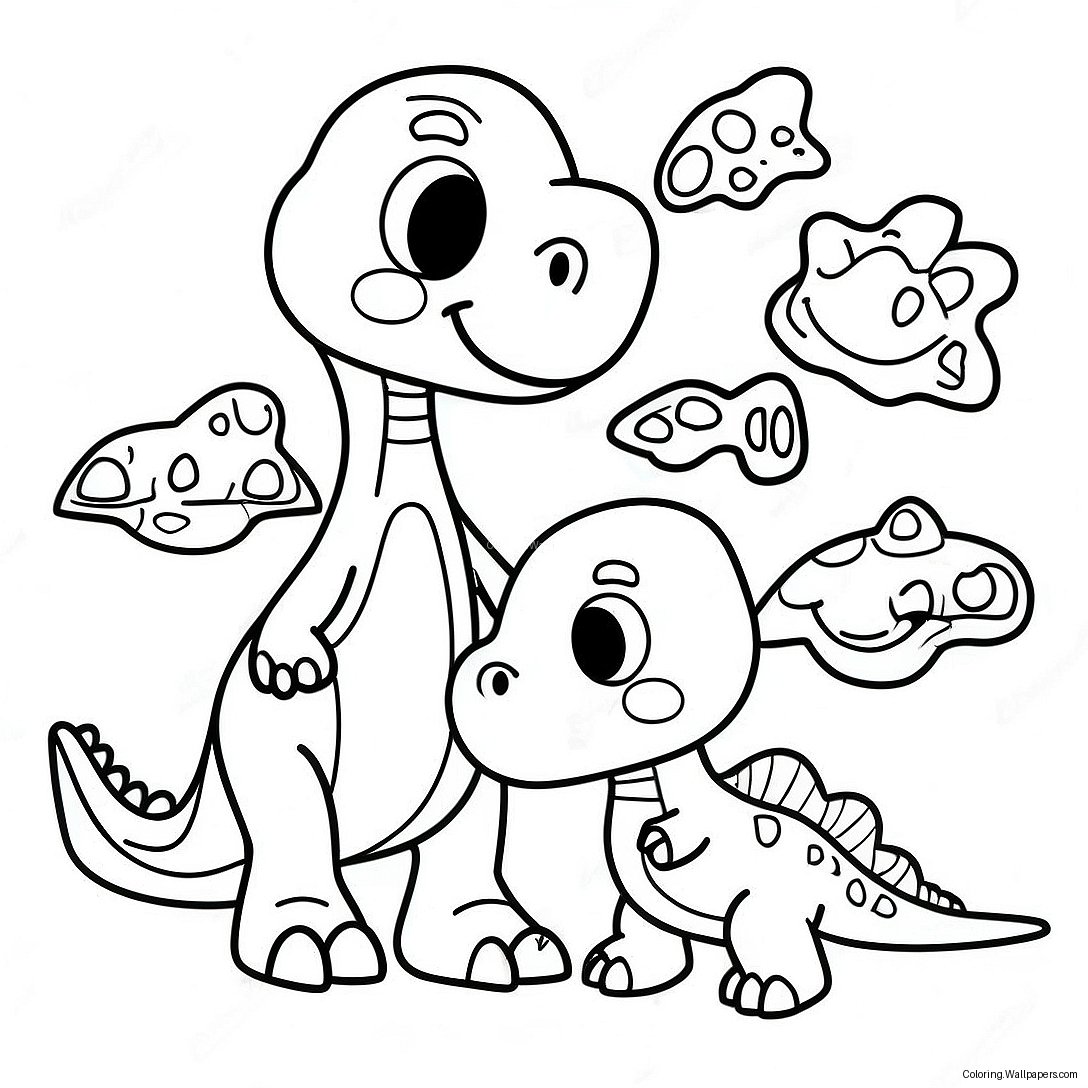 Friendly Dinosaur Family Coloring Page 20262