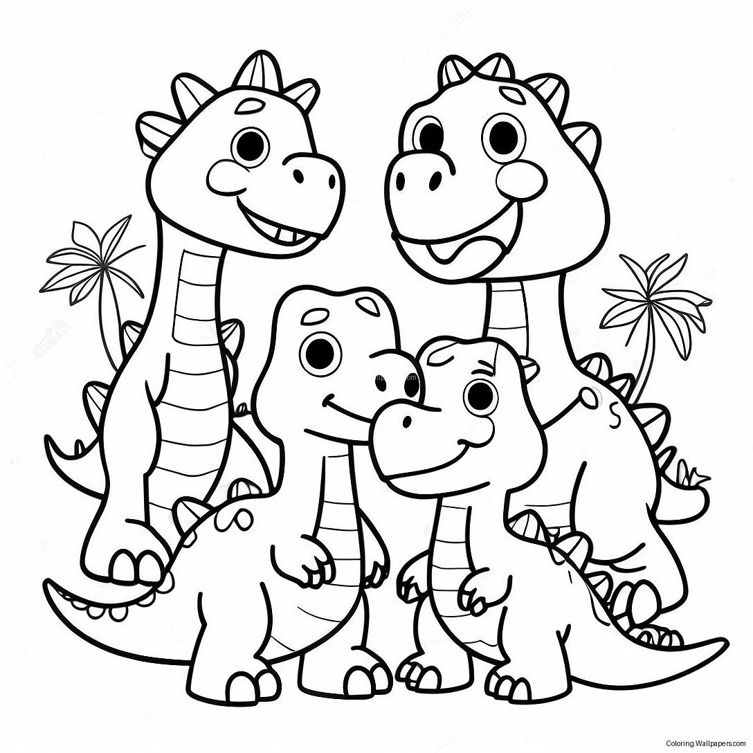 Friendly Dinosaur Family Coloring Page 20264