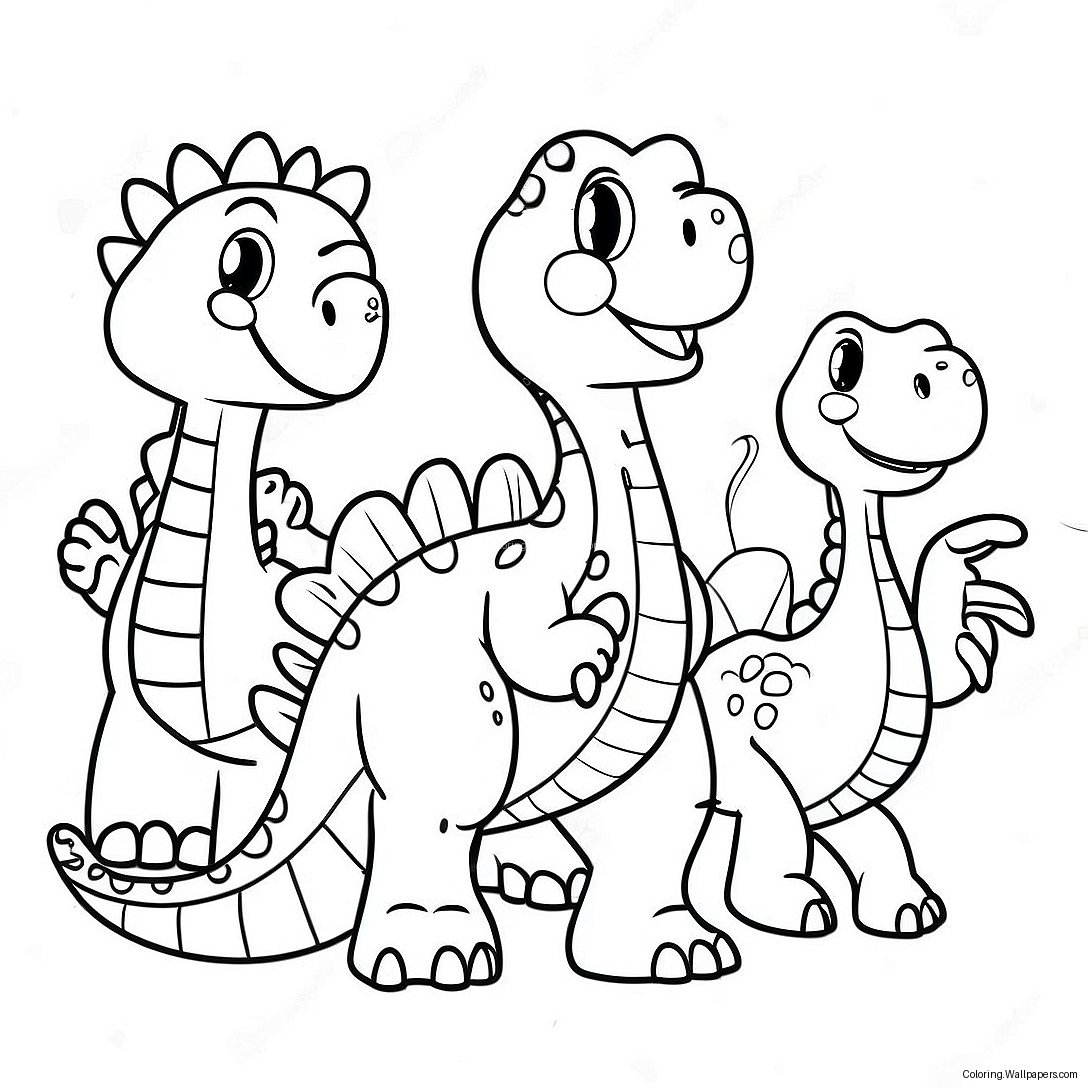 Freundliche Dinosaurier Familie Ausmalbild 20