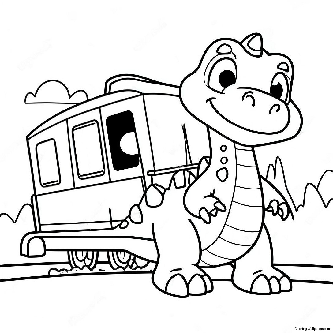 Friendly Dinosaur Train Adventure Coloring Page 10673