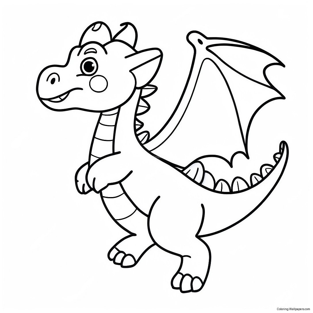 Friendly Dragon Flying Coloring Page 22400