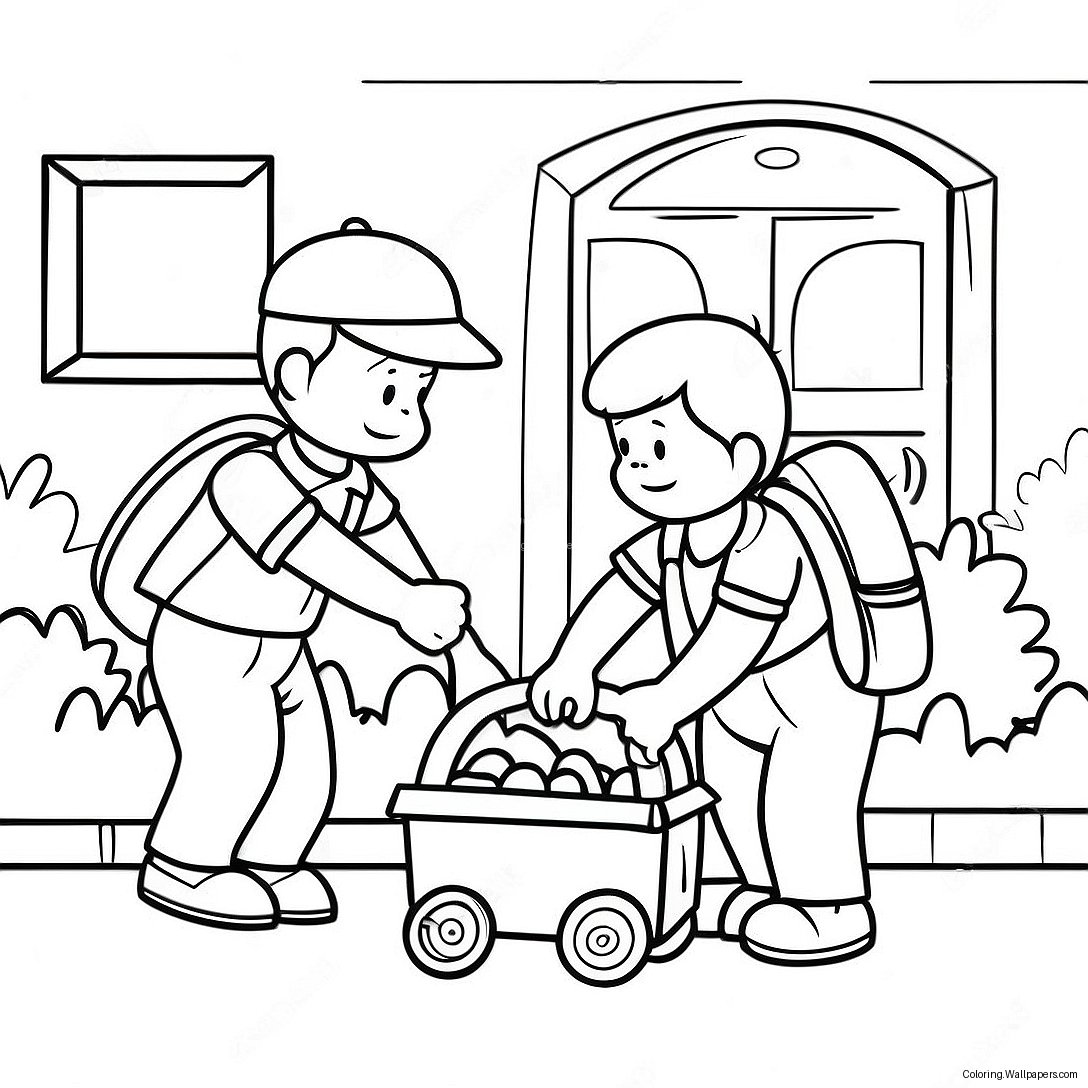 Friendly Neighbors Helping Each Other Coloring Page 47788