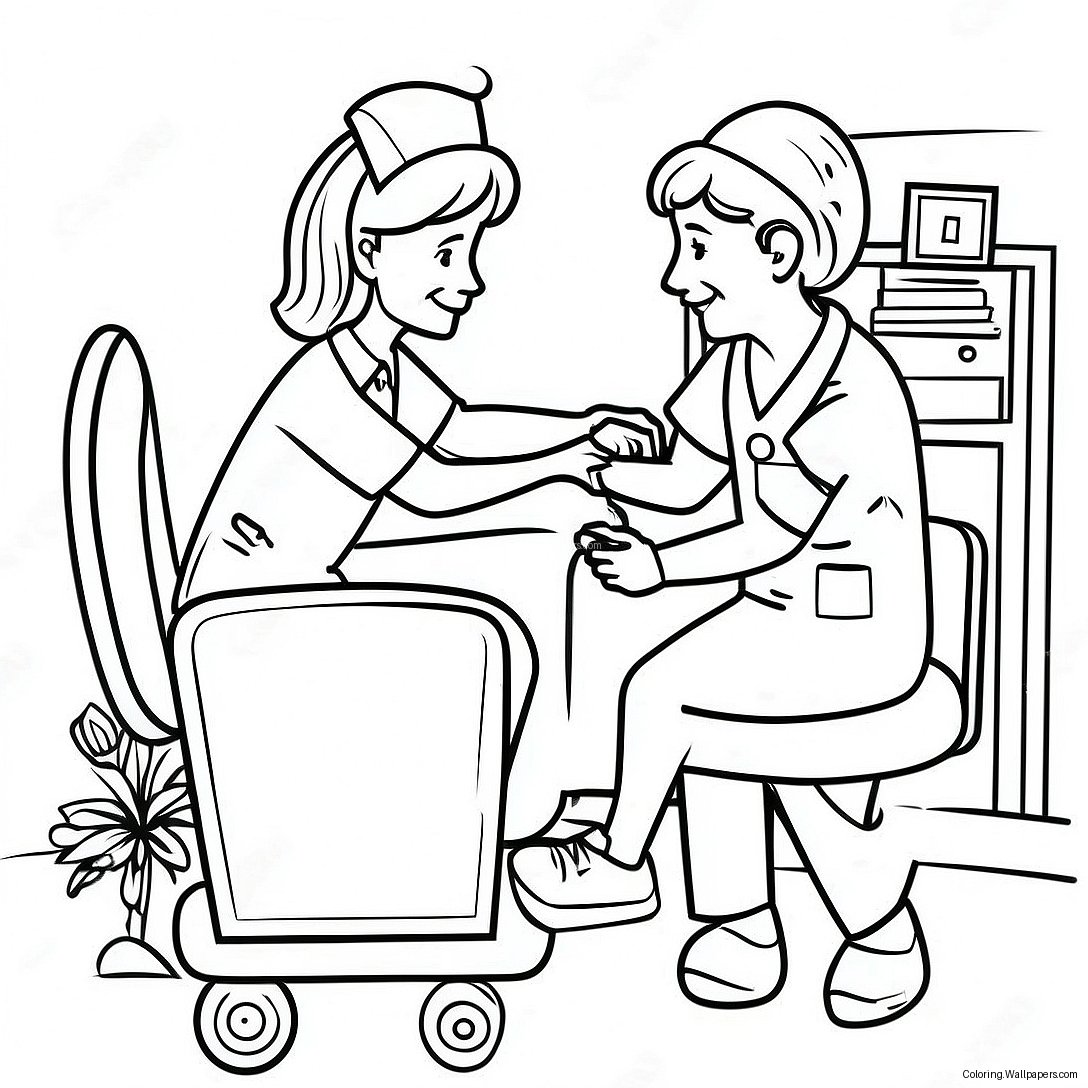 Friendly Nurse Helping Patient Coloring Page 11638