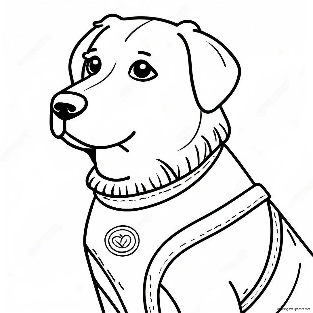 Friendly Service Dog With Vest Coloring Page 36906