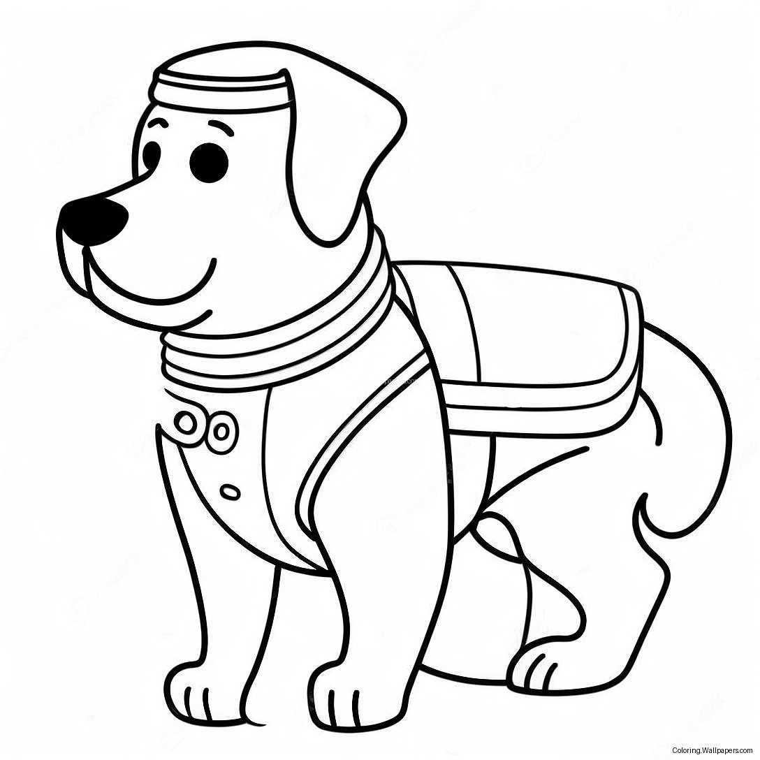 Friendly Service Dog With Vest Coloring Page 36907